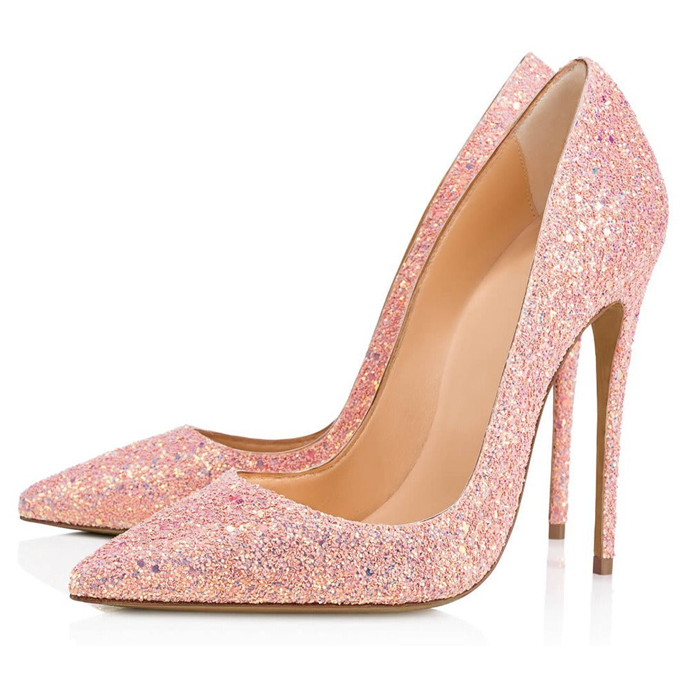 Pointed Toe, Unisex, High Heel Glittered Wedding, Prom shoes