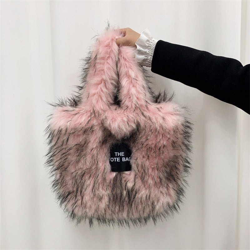 Crossbody Tote Bag Imitation Fur Large Capacity Bag - Pleasures and Sins   Pleasures and Sins