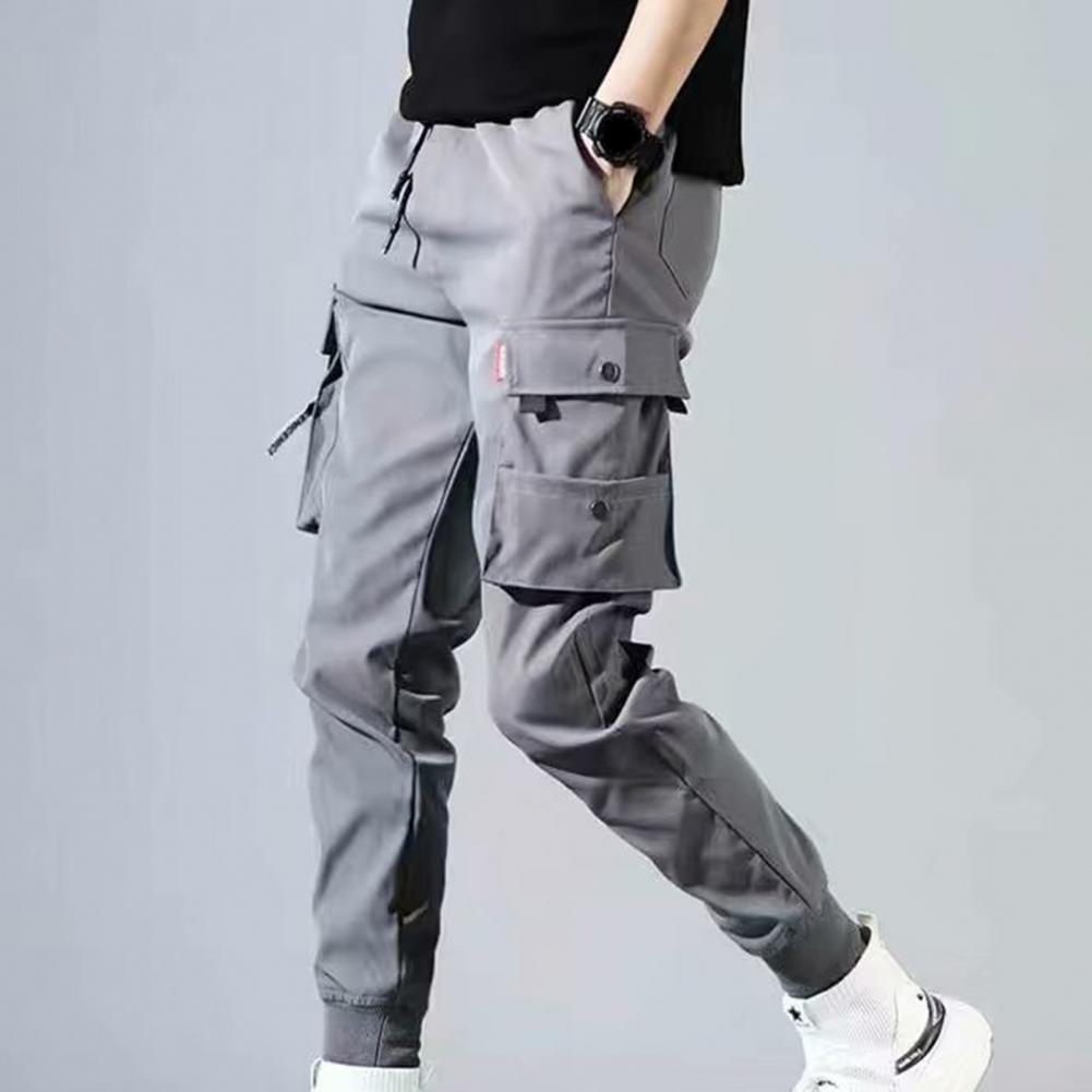 Mens Cargo Pants Joggers Solid Multi-pocket Skinny Fit Sweatpants - Pleasures and Sins   Pleasures and Sins