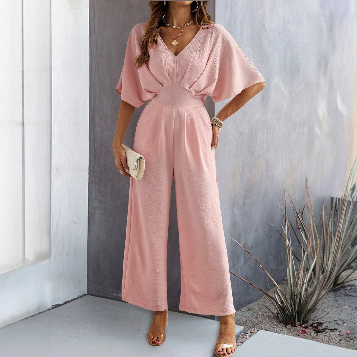 Spring and summer womens short color casual wide leg jumpsuit - Pleasures and Sins   Pleasures and Sins