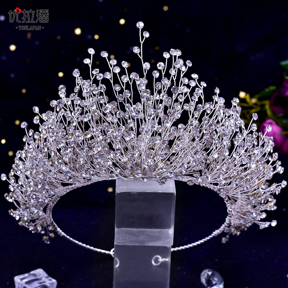 Bridal Headdress Crown Set Colored Diamond Necklace Earrings 3 pc Set - Pleasures and Sins   Pleasures and Sins