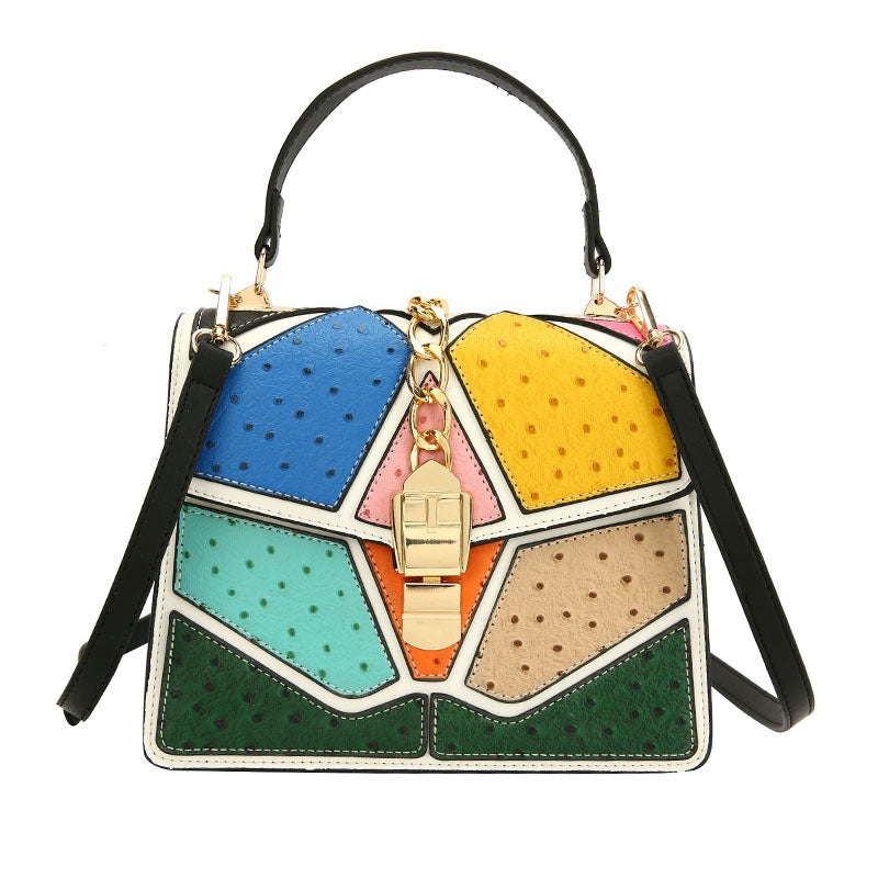 Color block hand-held small square bag, versatile for women