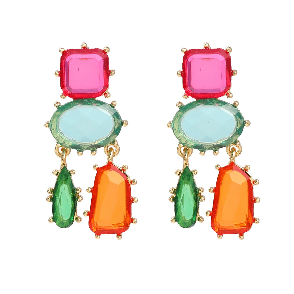 Glamourous earrings, multi-layered geometric color matching earrings - Pleasures and Sins   Pleasures and Sins