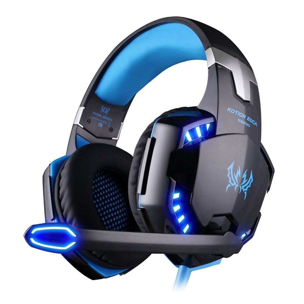 Head Mounted Gaming Earphones with Wired Illumination Heavy Bass