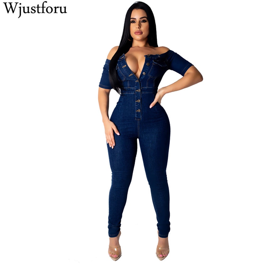 Fashion Denim Jumpsuit Womens Wide Leg Bodycon Jumpsuit - Pleasures and Sins   Pleasures and Sins