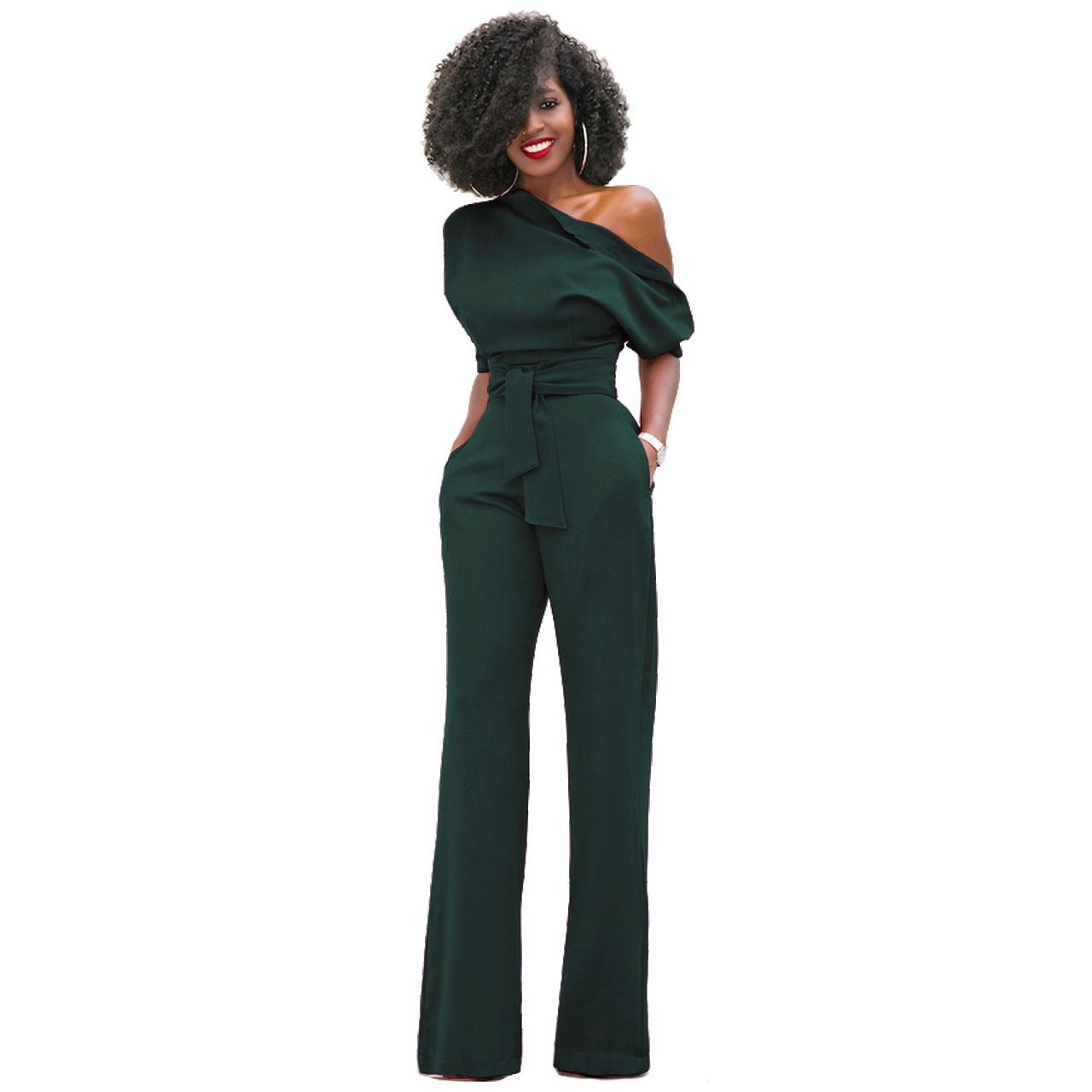 Diagonal collar button up jumpsuit wide leg pants - Pleasures and Sins   Pleasures and Sins