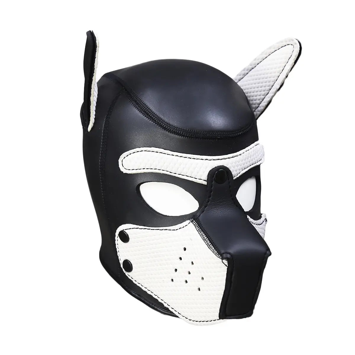 Masque de chiot fétichiste/bondage en caoutchouc noir