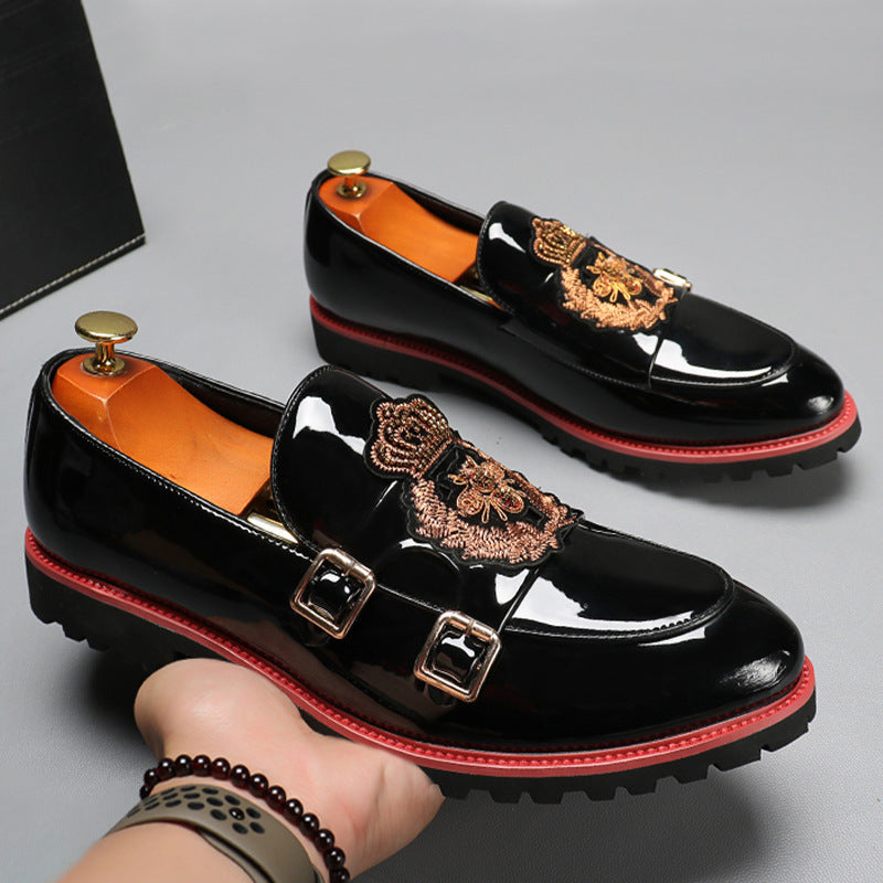 Men's Breathable Casual Side Buckle British Motif Shoes