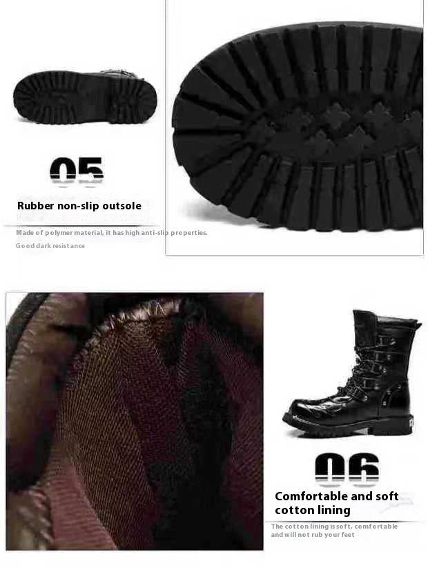 Bottes montantes polyvalentes pour hommes, style punk et gothique