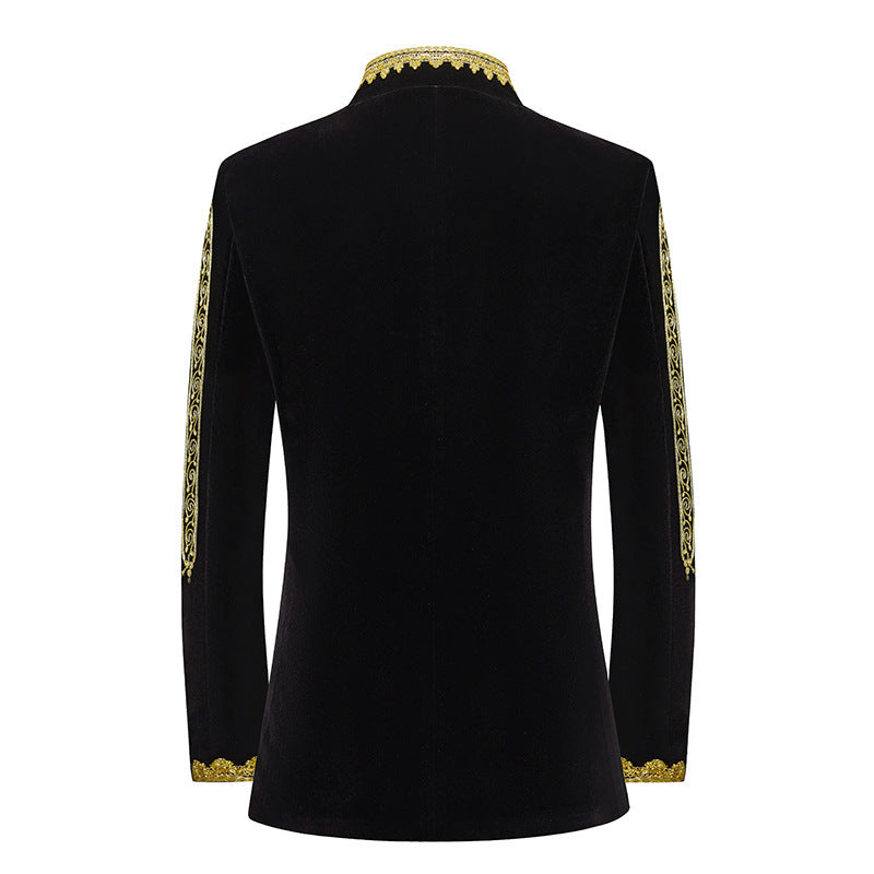 Embroidered Men's Black and Gold Indian Style Jacket