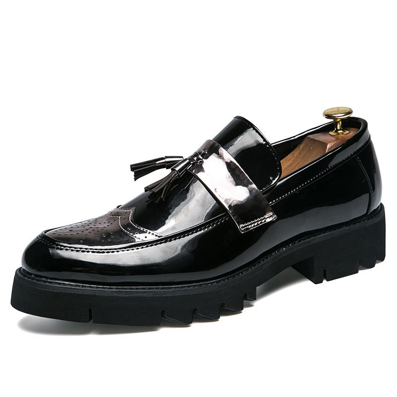 Men's British style casual faux leather brogue loafer shoes with tassels - Pleasures and Sins   Pleasures and Sins