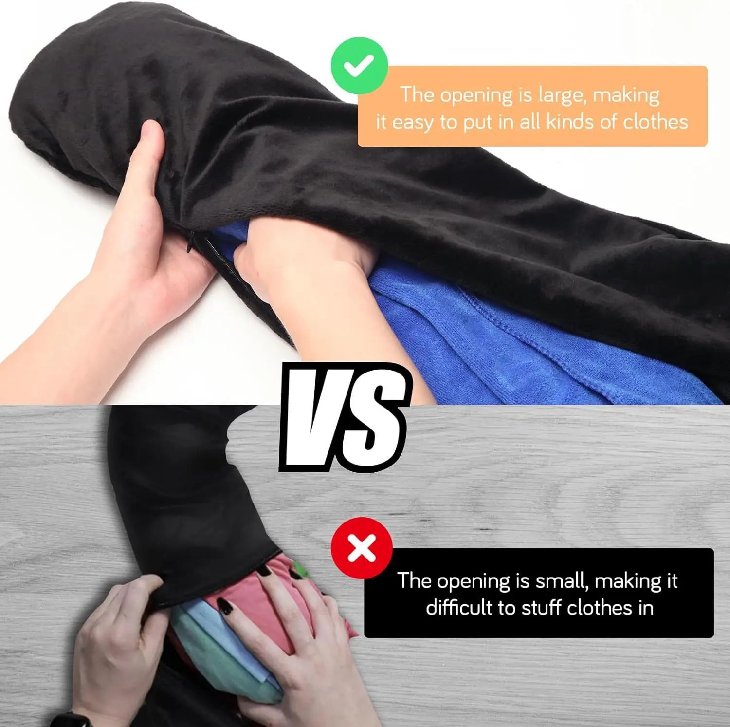 Travel pillow that can be filled with clothes travel hack