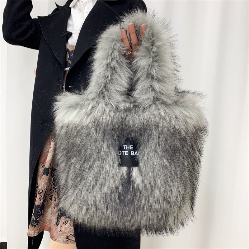 Crossbody Tote Bag Imitation Fur Large Capacity Bag - Pleasures and Sins   Pleasures and Sins