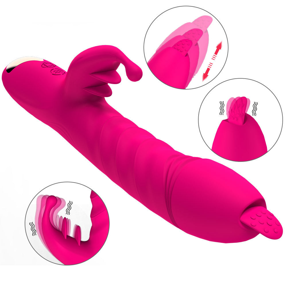 Ladies Tongue Licking G-Spot Vibration Telescopic Massage Vibrator - Pleasures and Sins   Pleasures and Sins