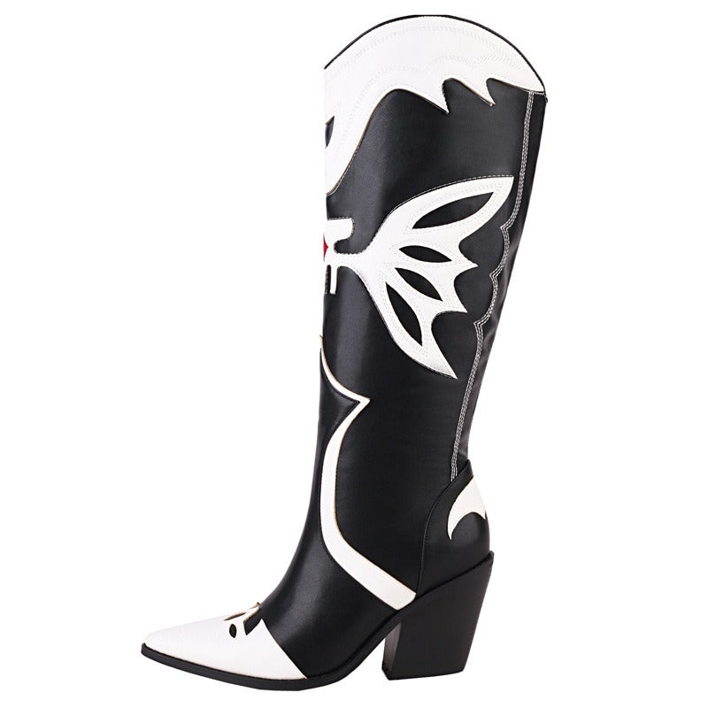 Western Cowboy Womens Knee High Boots Pointed Toe - Pleasures and Sins   Pleasures and Sins