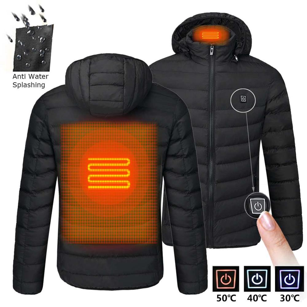 Mens Winter Warm USB Heated Jacket Thermostat Hooded Waterproof Jacket - Pleasures and Sins   Pleasures and Sins