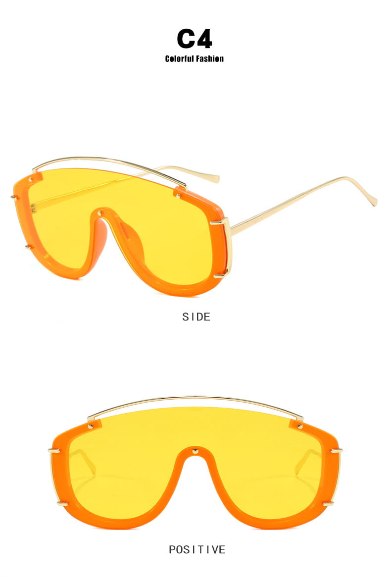 Lunettes de soleil tendance à grande monture avec une touche métallique haut de gamme