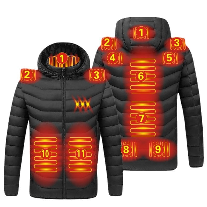 Mens Winter Warm USB Heated Jacket Thermostat Hooded Waterproof Jacket - Pleasures and Sins   Pleasures and Sins