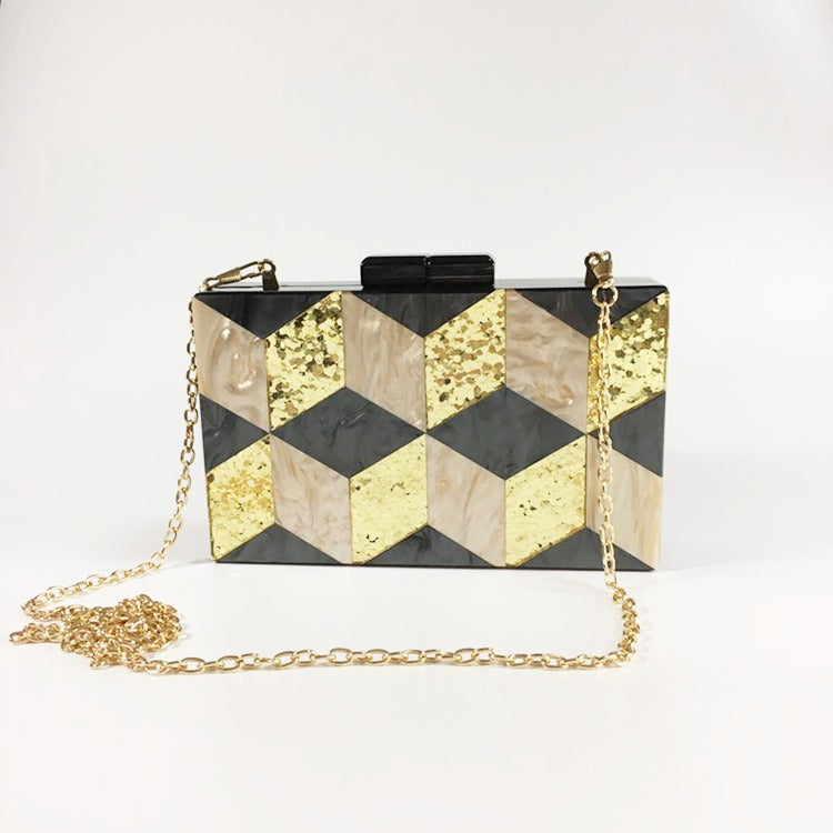 Ladies Deco Geometric Fashion Acrylic Dinner Bag - Pleasures and Sins   Pleasures and Sins