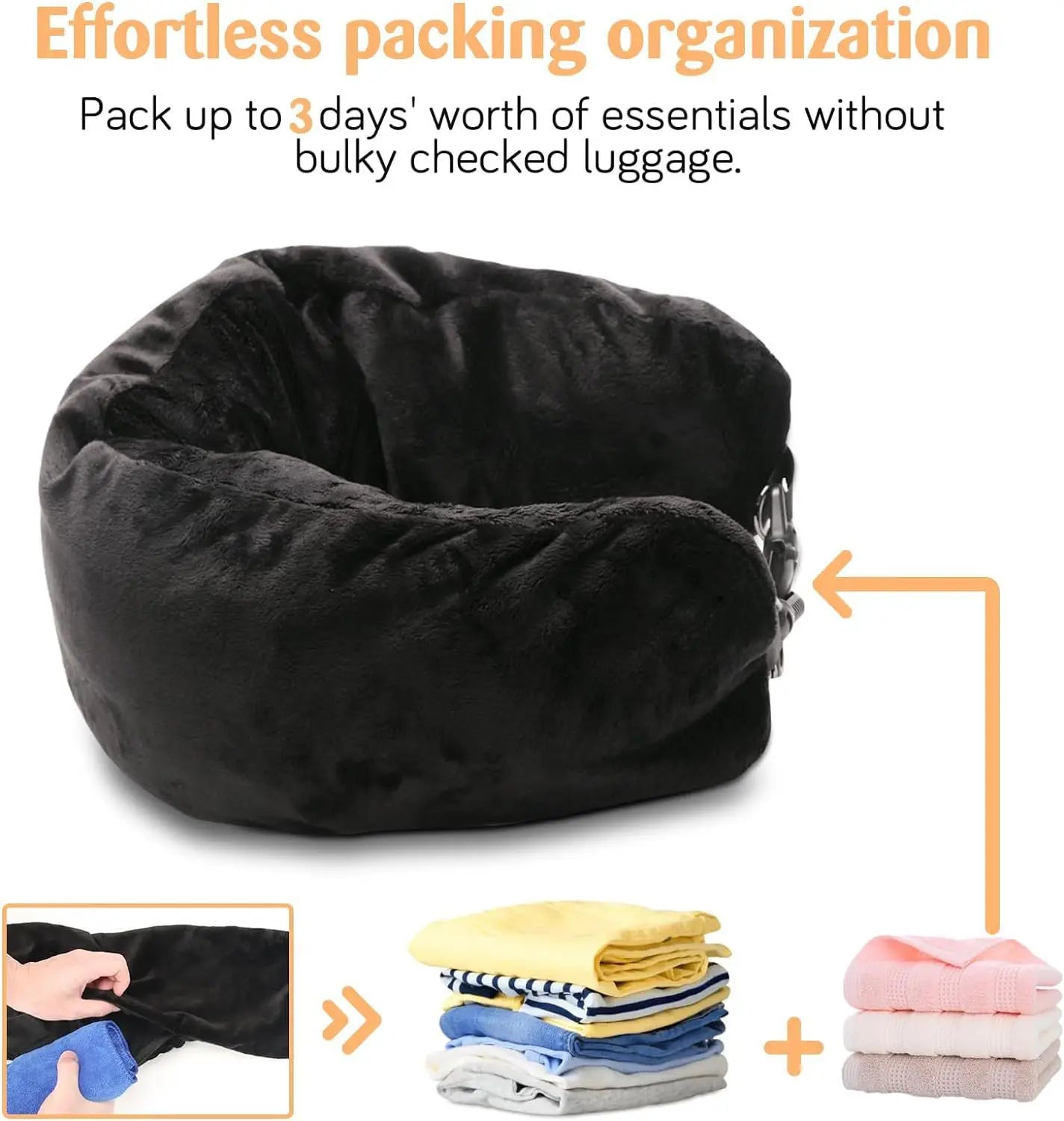 Travel pillow that can be filled with clothes travel hack