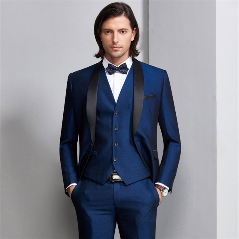 Wedding Suit For Men Shawl Collar 3 Pc Slim Fit Suit Mens Tuxedo Suit - Pleasures and Sins   Pleasures and Sins