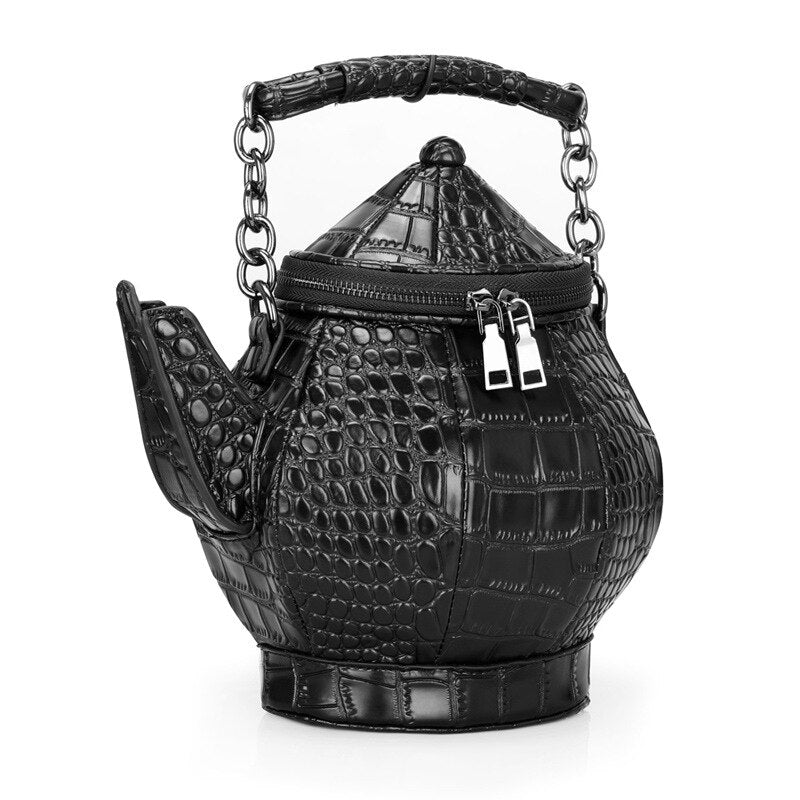 Ladies Black Teapot Shaped Shoulder Bag - Pleasures and Sins   Pleasures and Sins