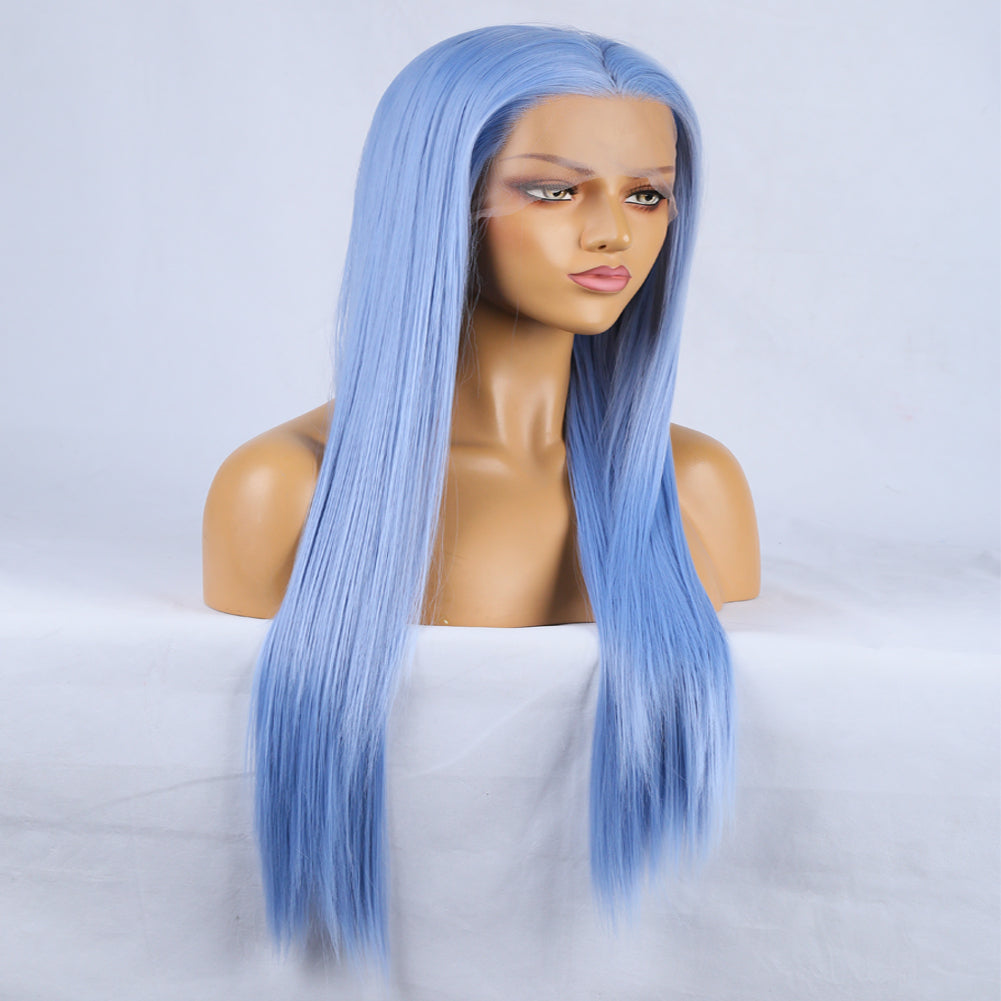 Ladies Chemical Fiber Lace Front Blue Long Hair Wig - Pleasures and Sins   Pleasures and Sins