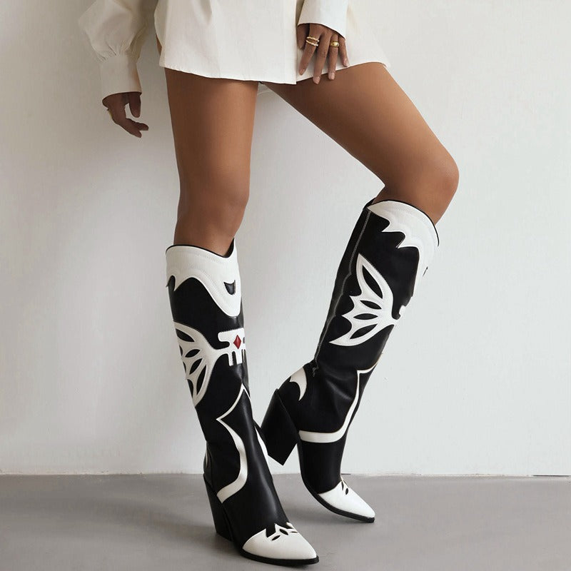 Western Cowboy Womens Knee High Boots Pointed Toe - Pleasures and Sins   Pleasures and Sins