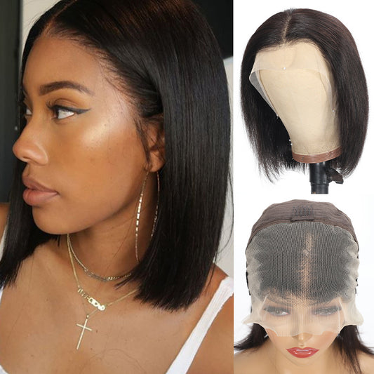 Black Lace Front Real Human Hair Straight Bob, Human Hair Wig - Pleasures and Sins   Pleasures and Sins