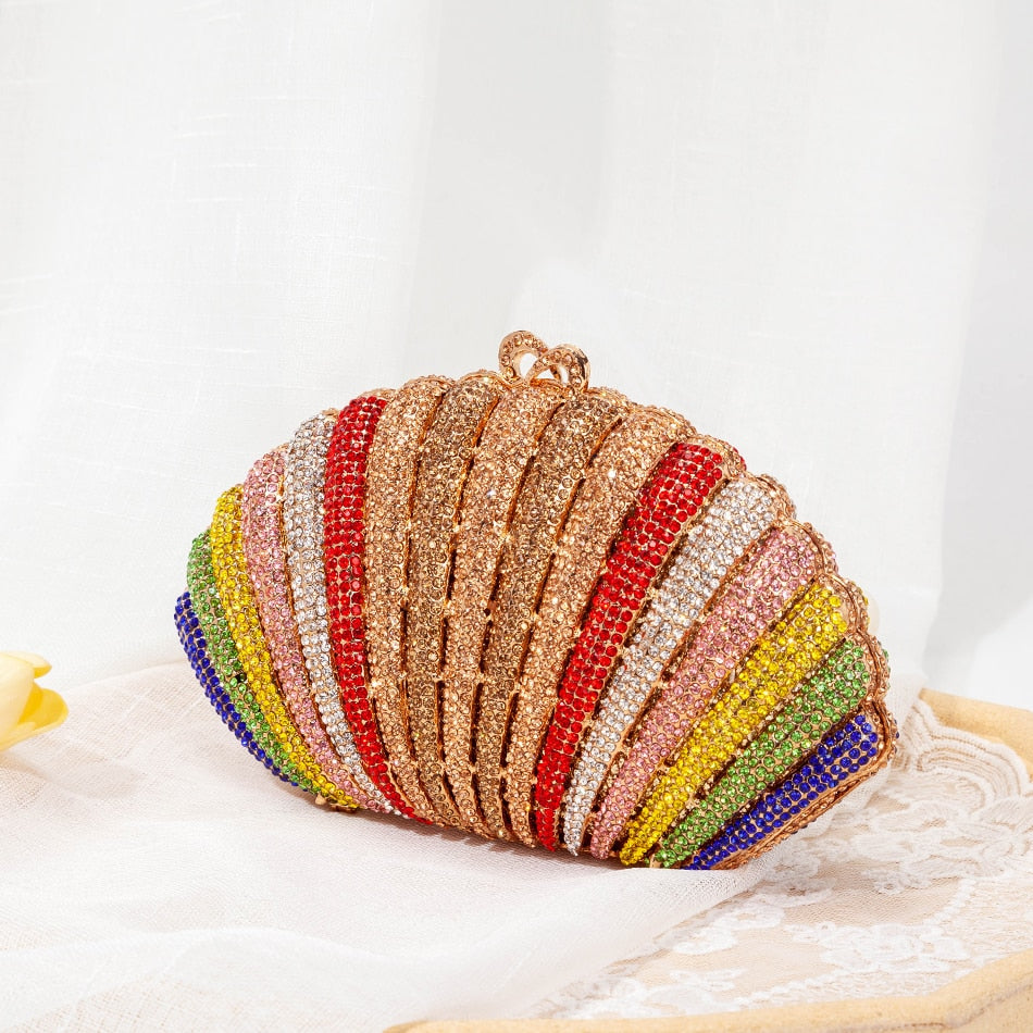 Women's High End Rainbow Shell Rhinestone Evening Clutch Bags - Pleasures and Sins   Pleasures and Sins