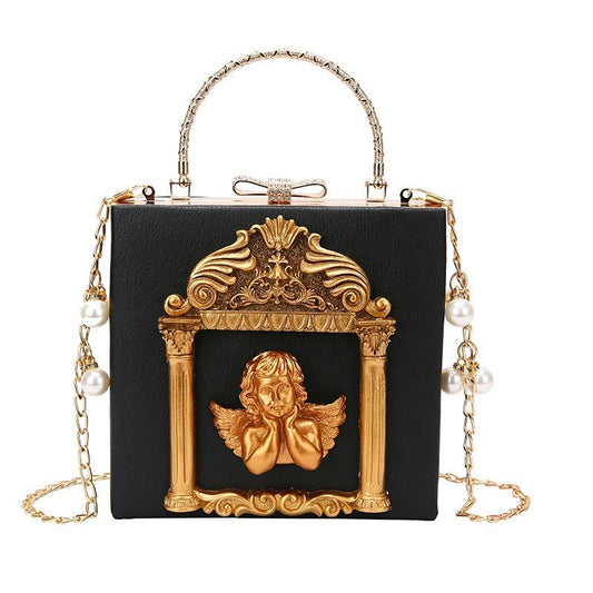 Unique Handheld, Shoulder Chain Bag With Angel Detail - Pleasures and Sins   Pleasures and Sins