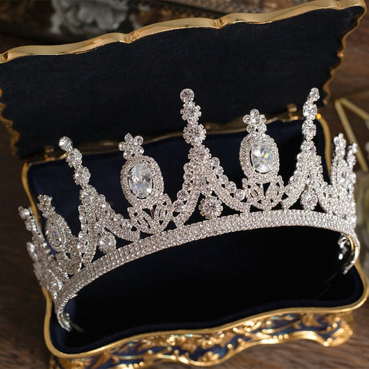 Accessoire de coiffure de mariage de princesse en zircone de luxe