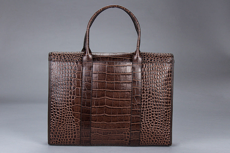 Mens Crocodile Pattern Genuine Leather Briefcase Laptop Bag - Pleasures and Sins   Pleasures and Sins