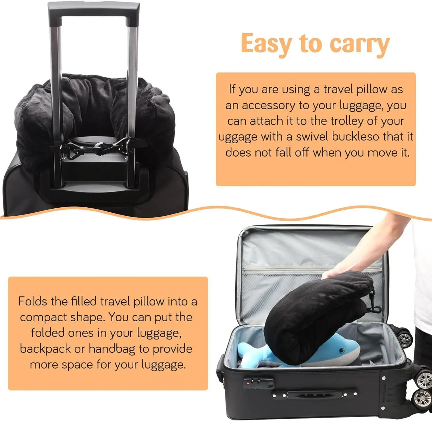 Travel pillow that can be filled with clothes travel hack