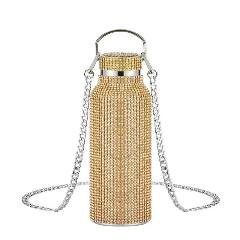 Rhinestone Encrusted Vacuum Flask High Capacity Stainless