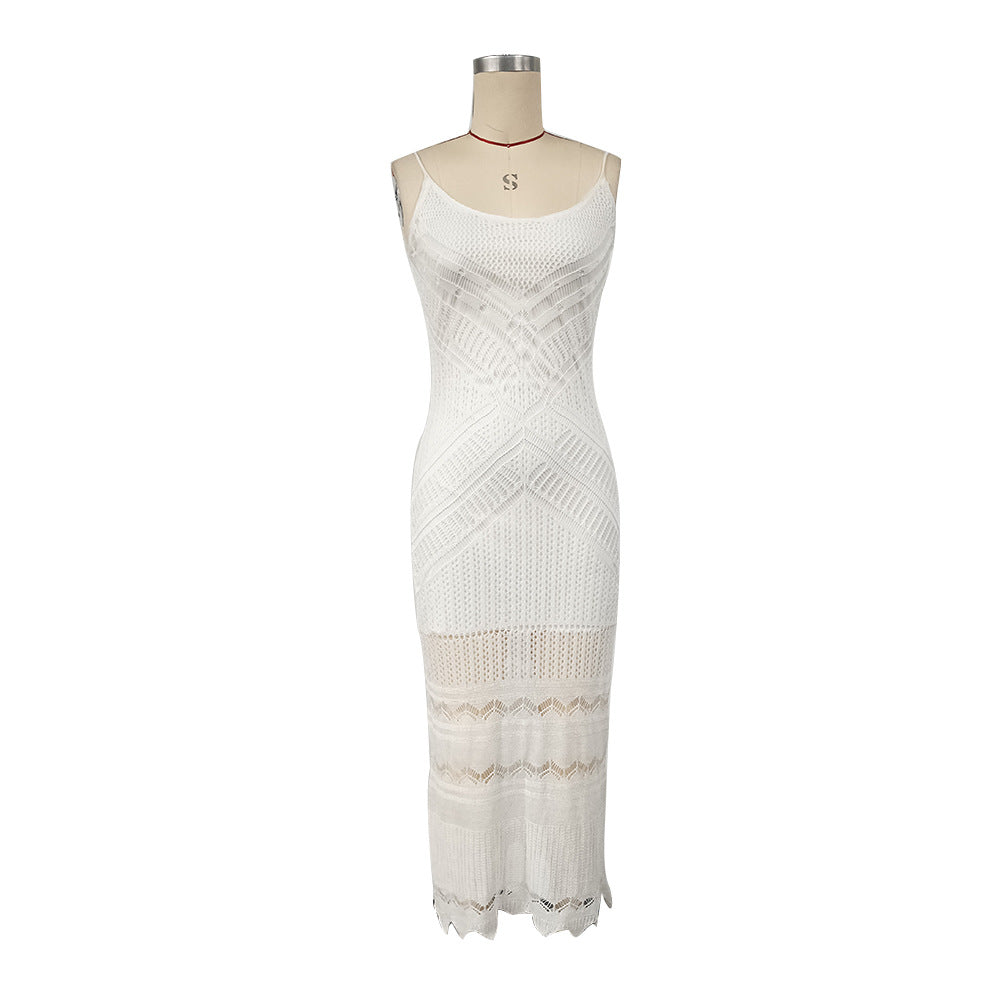 Women's Bohemian Knitted Long Dress for Summer, Pure and Elegant - Pleasures and Sins   Pleasures and Sins