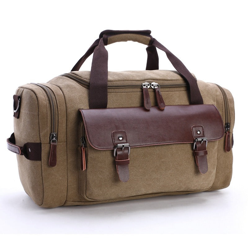 Large Capacity Vintage Style Casual Travel Bag PU Leather Canvas Bag - Pleasures and Sins   Pleasures and Sins