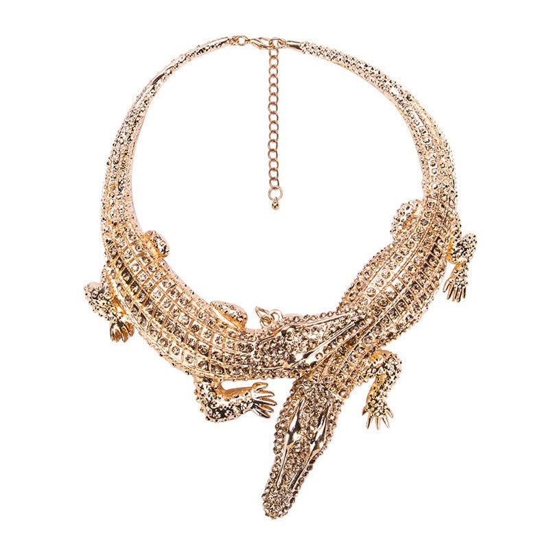 Stunning Full Crystal Crocodile Collar Necklace for Women Trendy Piece - Pleasures and Sins   Pleasures and Sins