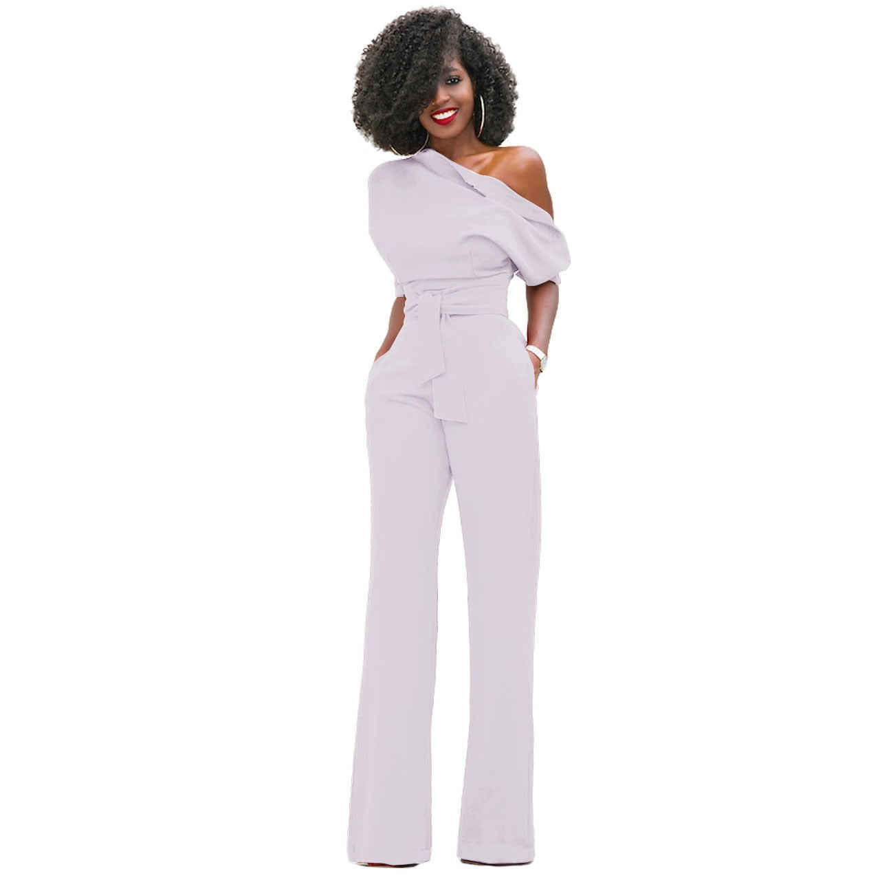 Diagonal collar button up jumpsuit wide leg pants - Pleasures and Sins   Pleasures and Sins