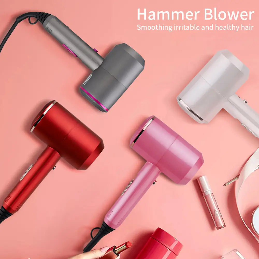 Colorful Salon High Power Hair Dryers in red, pink, gray, and white for everyday use.