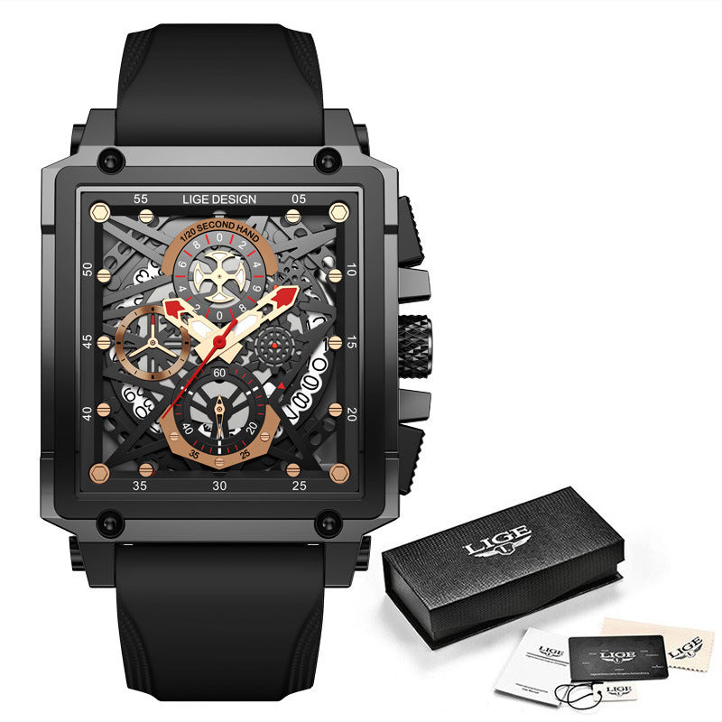 New Men's Watch Square Multifunction Chronograph 30M Waterproof Watch - Pleasures and Sins   Pleasures and Sins