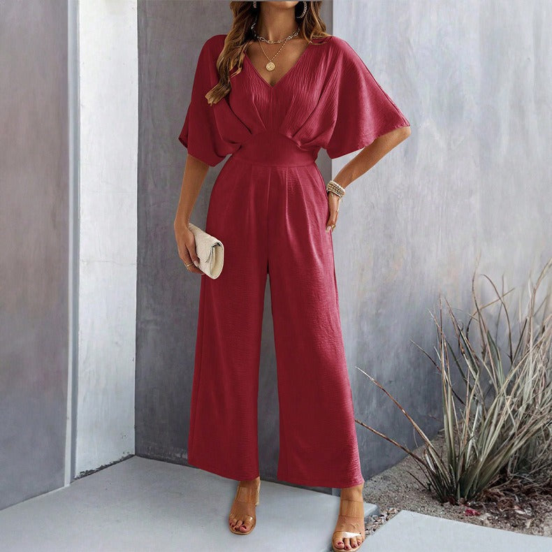 Spring and summer womens short color casual wide leg jumpsuit - Pleasures and Sins   Pleasures and Sins