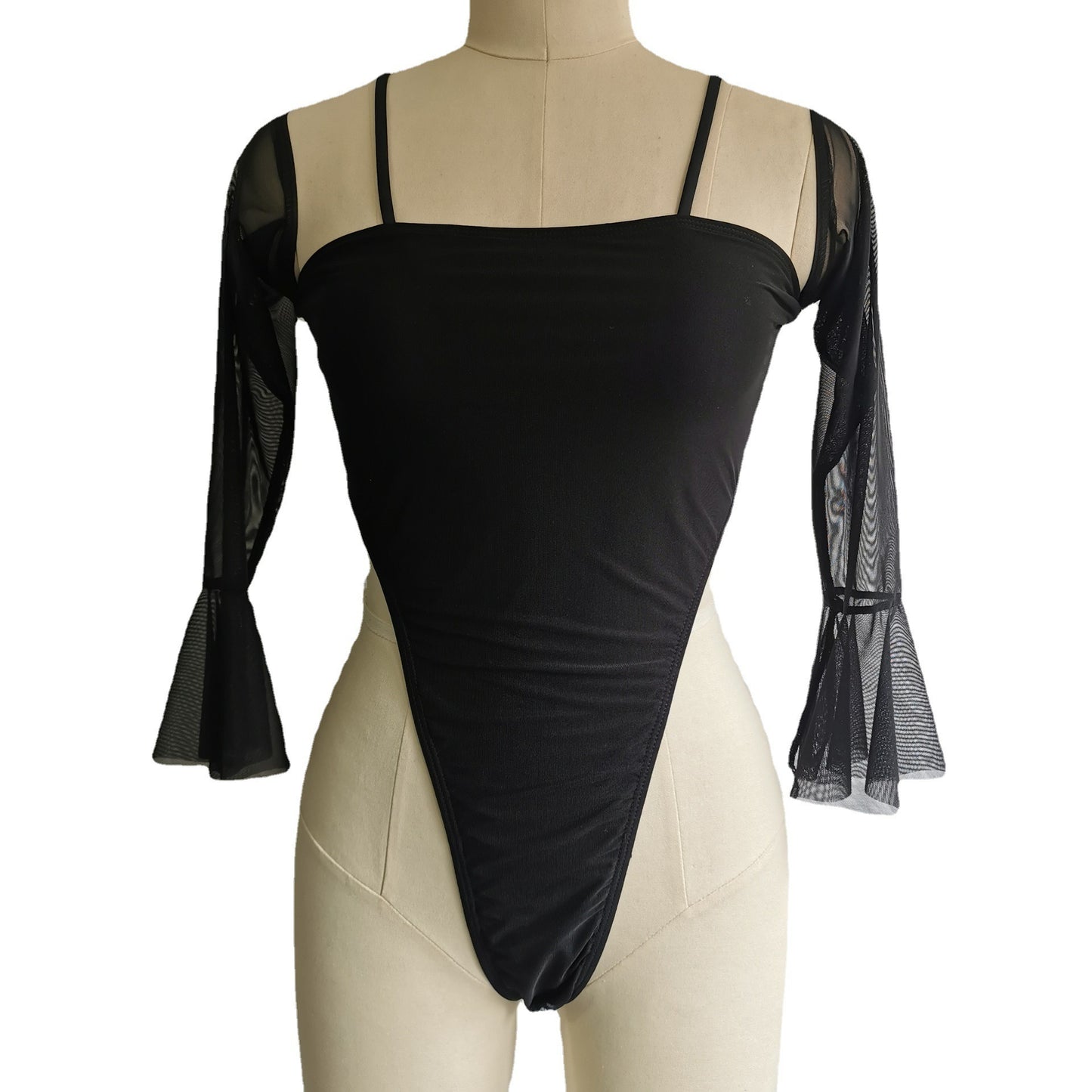 Bikini women's jumpsuit, mesh fabric, long sleeved bodysuit - Pleasures and Sins   Pleasures and Sins