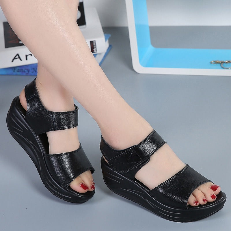 Women's thick sole platform casual velcro sandals student shoes