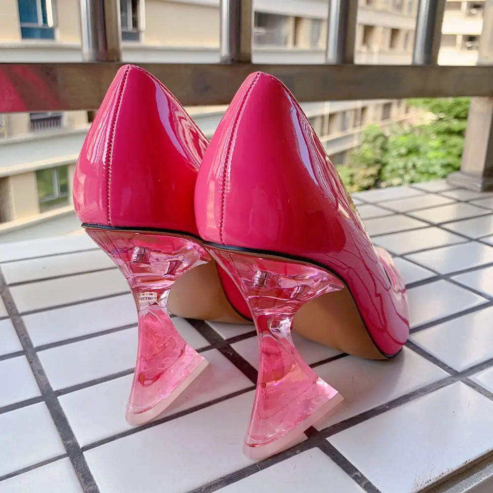 Thick High Heel Unisex Pointed Toe Drag Queen Patent Shoes