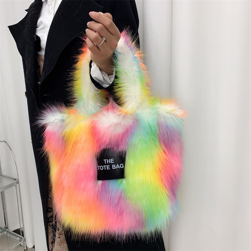 Crossbody Tote Bag Imitation Fur Large Capacity Bag - Pleasures and Sins   Pleasures and Sins