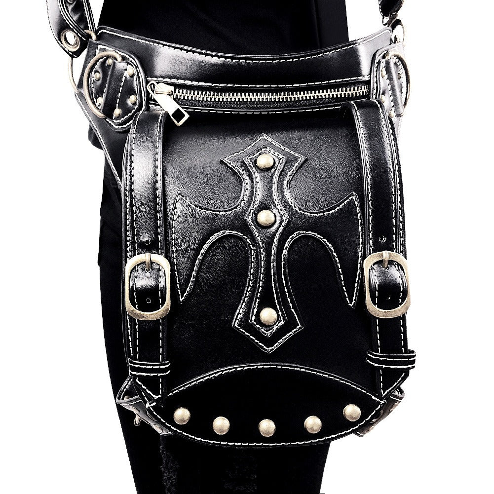 Black Punk Waistpack Retro Simple Atmospheric Casual Shoulder Bag - Pleasures and Sins   Pleasures and Sins