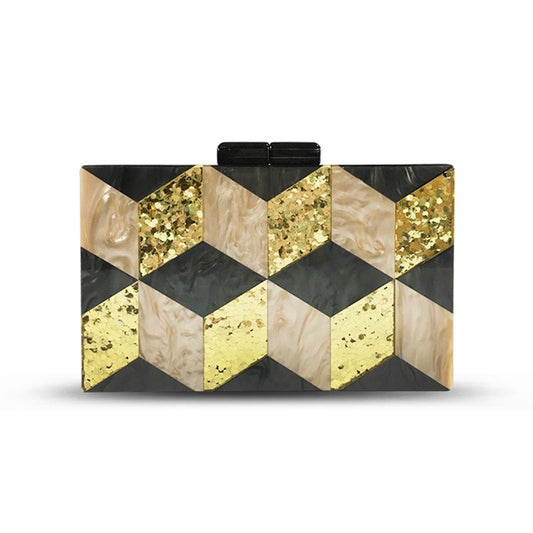 Ladies Deco Geometric Fashion Acrylic Dinner Bag - Pleasures and Sins   Pleasures and Sins