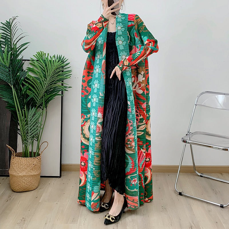 Wrap Over Muslim Robe Versatile Long sleeved Printed Cloak Coat - Pleasures and Sins   Pleasures and Sins