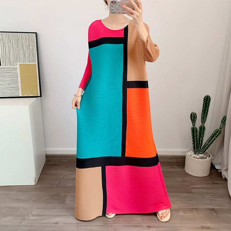 Geometric Colour Block 1980's Style A-line Mid Length Dress - Pleasures and Sins   Pleasures and Sins